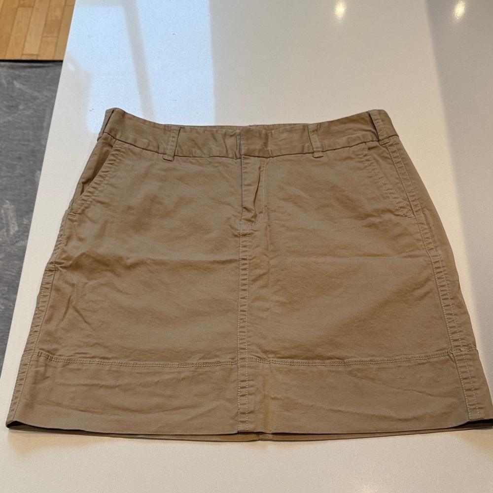 Merona Cotton Tan Khaki Mini Skirt with Pockets, Size 10